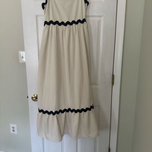 Cream and Black Ruffled Tiered Sundress - Picture 1 of 4